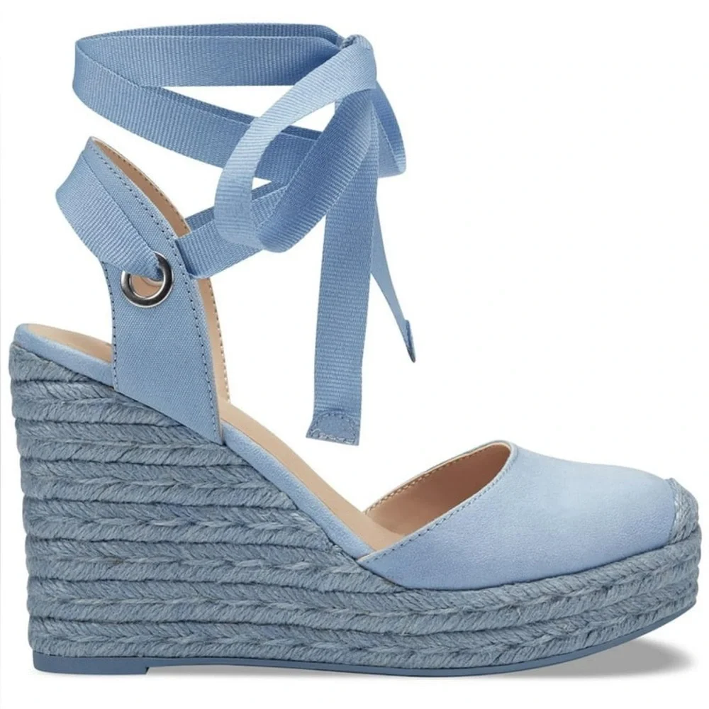 INC Maisie Almond Toe Lace Up Ankle Wedge Espadrille Sz 10 BNWOB